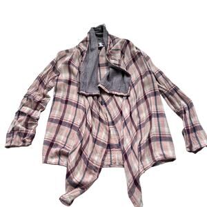 Nowadays Flannel Plaid Open Front Shirt - Size Small (7/8)